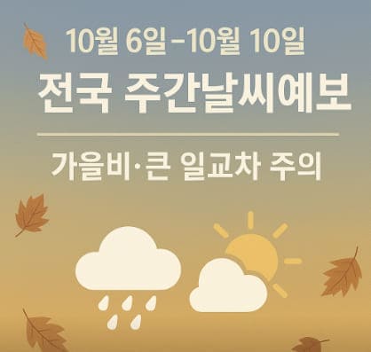 2025년 10월 6일~10월 10일 전국 주간 날씨예보